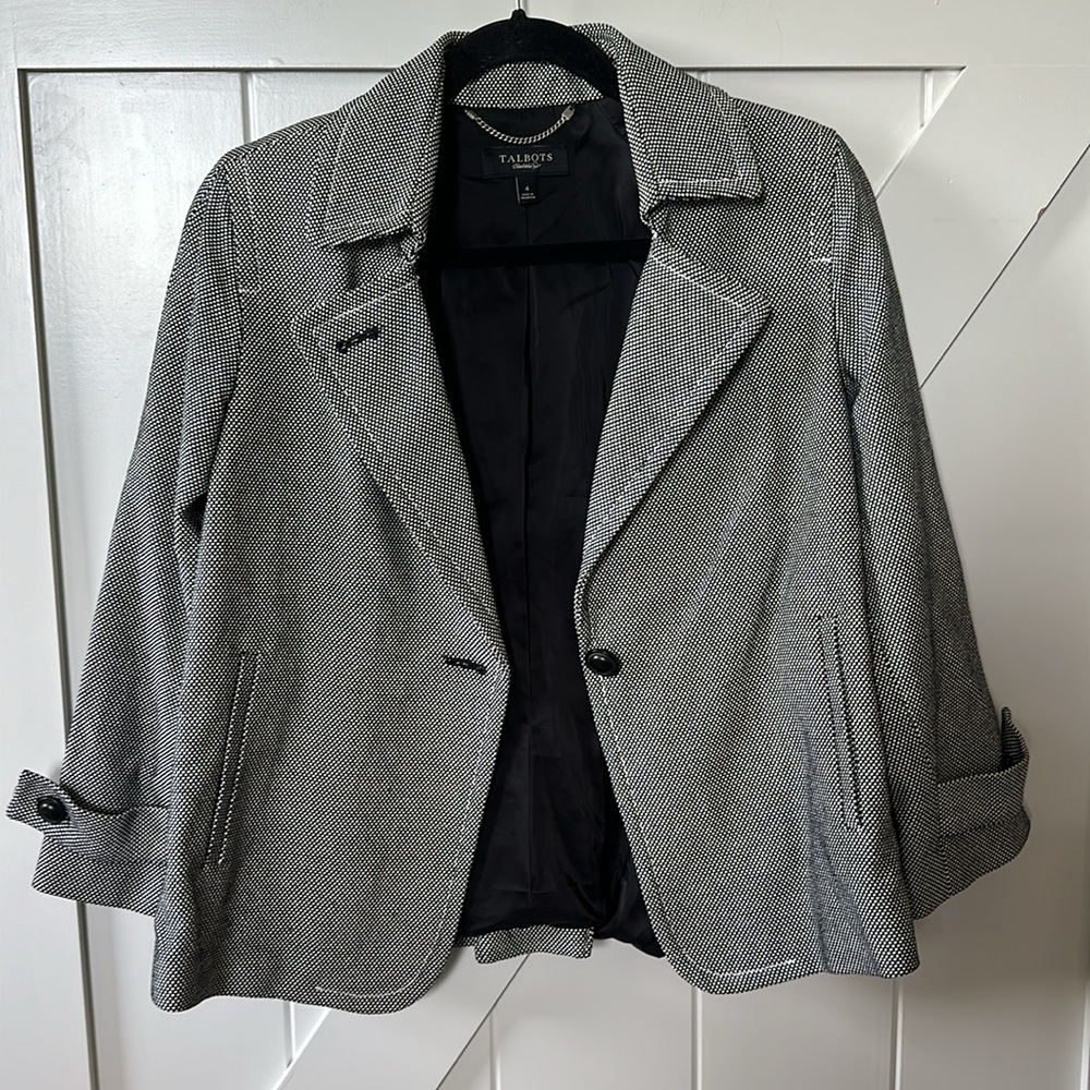 Talbots Black and white dot Blazer